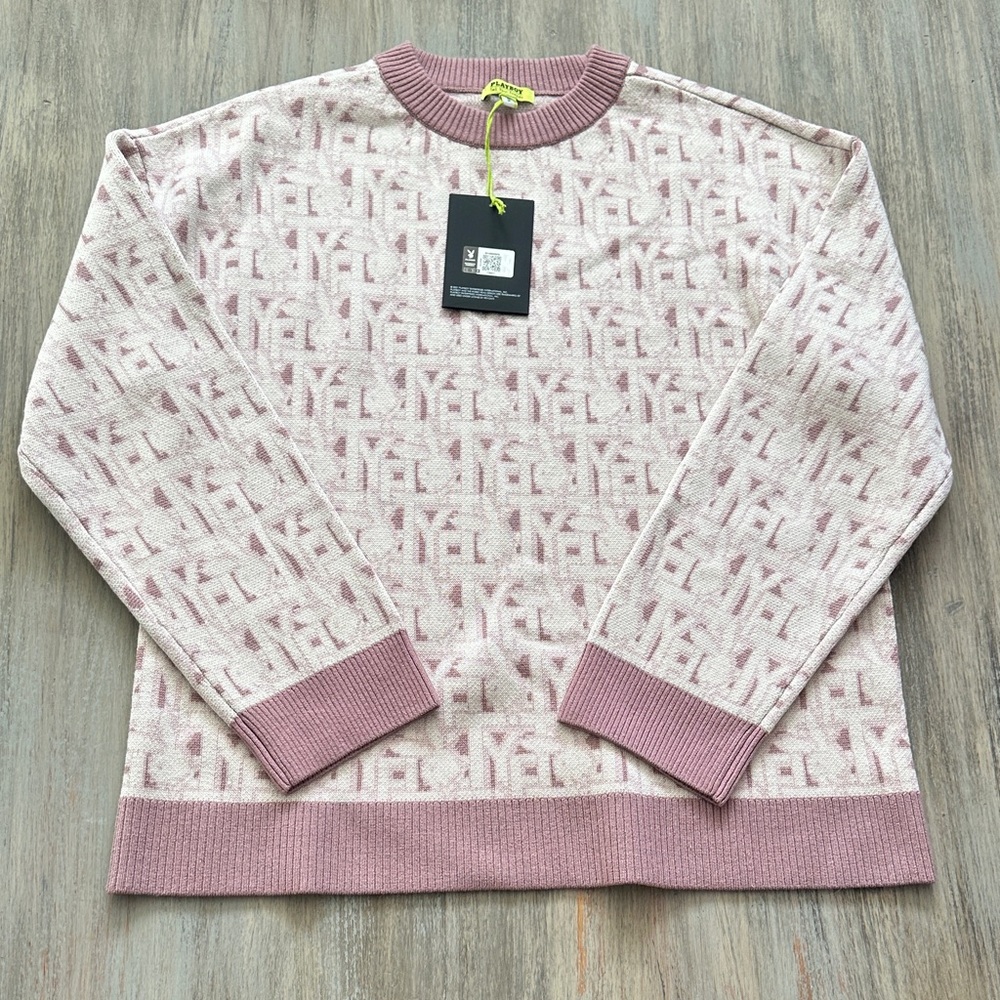 PLAYBOY Pink and Cream Patterned Sweater